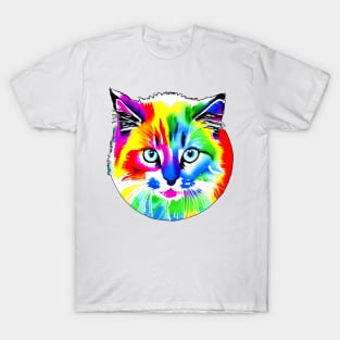 Colorful Rainbow Cats Digital Portrait (MD23Ar008) T-Shirt